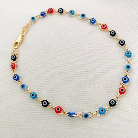 Gold Evil Eye Anklet - Picture 6 of 9